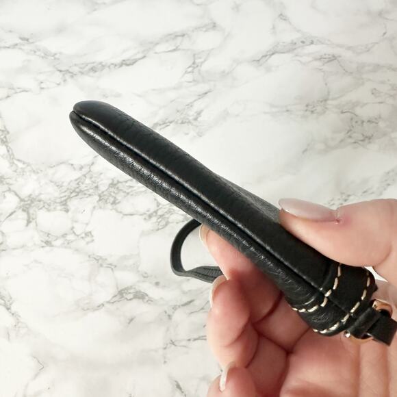 65. Dooney & Bourke Large Pebbled Black Leather Zip Top Wristlet - Picture 6 of 11